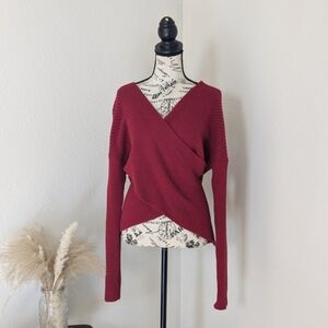 Express Soft Cranberry Wrap Sweater